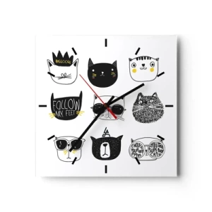 Wanduhr - Glasuhr - Stilvolle Katzenillustrationen im minimalistischen Stil - 30x30cm - Jeder andere - Moderne Wanddekoration für Wohnzimmer und Schlafzimmer ARTTOR
