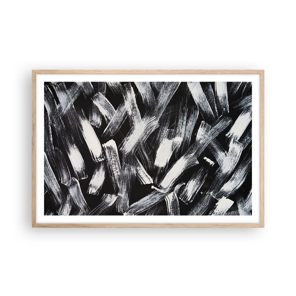 Poster in einem Rahmen aus heller Eiche - Abstraktion im industriellen Geist - 91x61 cm