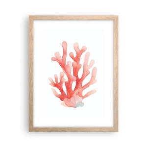 Poster in einem Rahmen aus heller Eiche - Korallenfarbene Koralle - 30x40 cm