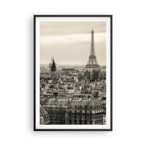 Poster in einem schwarzem Rahmen - Über den Dächern von Paris - 61x91 cm
