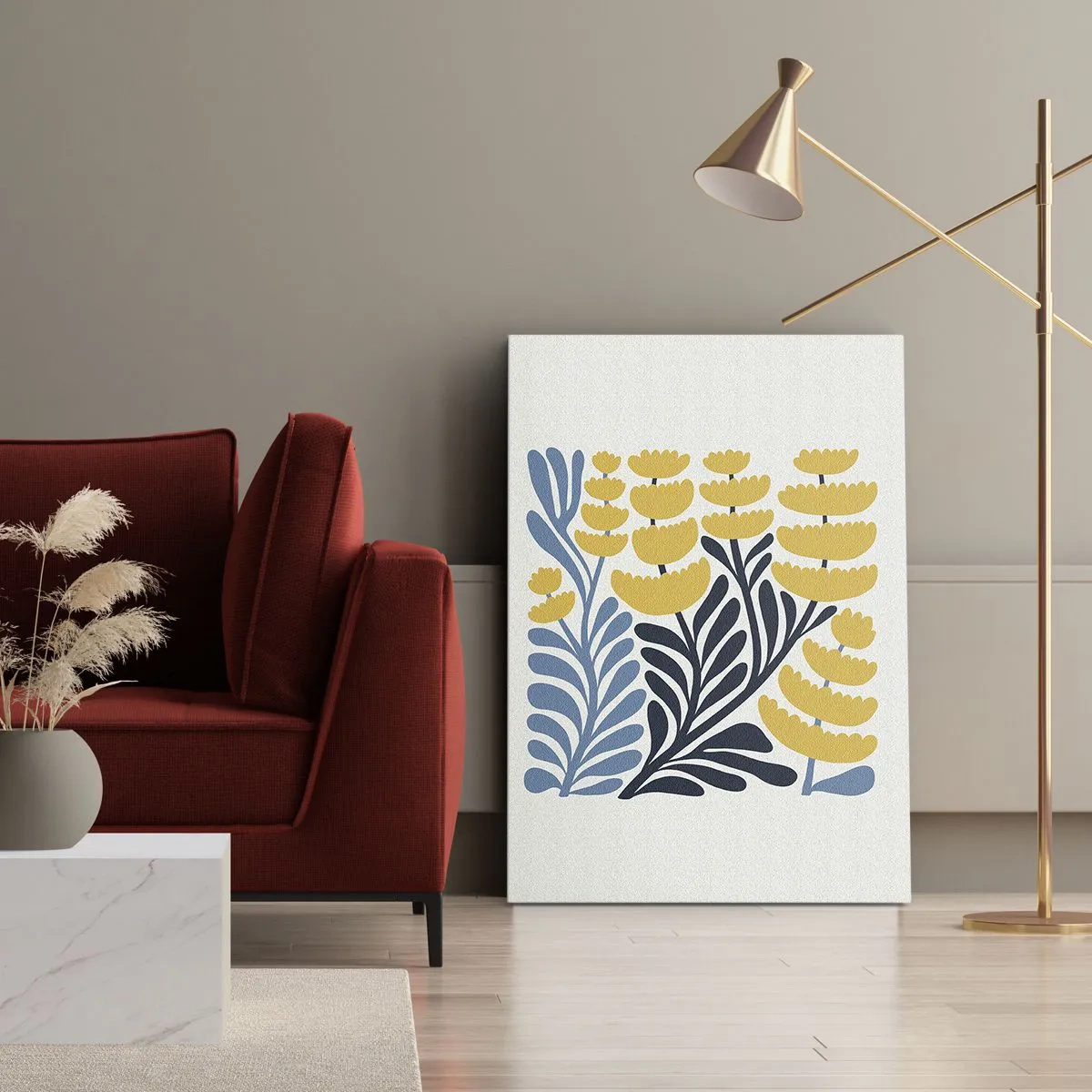 Bild auf Leinwand - Leinwandbild - Sonniges Blumenbeet - 45x80 cm