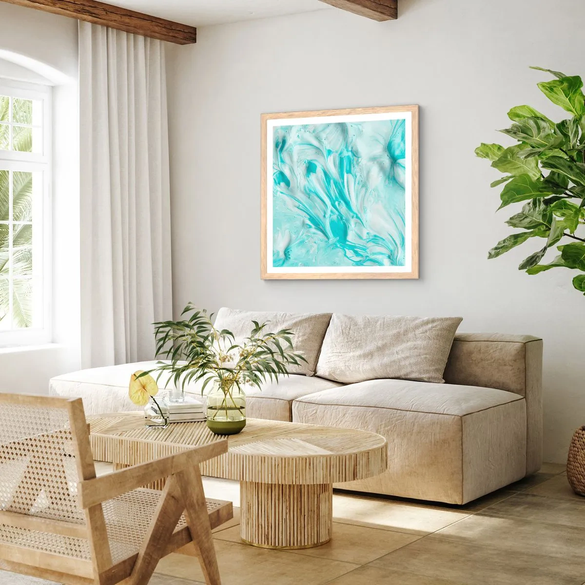 Poster in einem Rahmen aus heller Eiche - Für immer zusammen - 40x40 cm