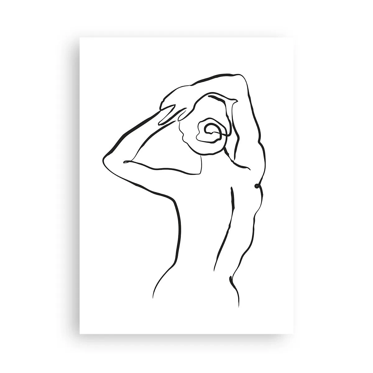 Poster - Minimalistische Silhouette einer Frau mit den Armen über dem Kopf - 50x70cm - Morgenakte - Moderne Wanddekoration für Wohnzimmer und Schlafzimmer ARTTOR