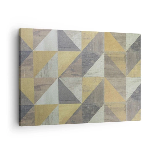 Bild auf Leinwand - Leinwandbild - Geometrische Komposition aus Dreiecken in erdigen Farbtönen - 70x50cm - Am Winkel des Dreiecks - Moderne Wanddekoration für Wohnzimmer und Schlafzimmer ARTTOR