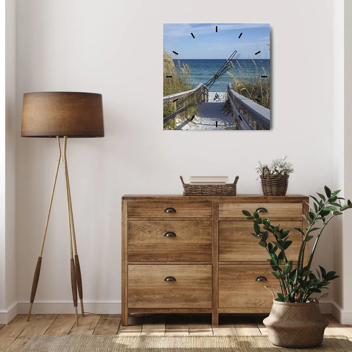 Wanduhr - Glasuhr - Weg zum Strand mit Meerblick - 30x30cm - In der Sonne, im Wind - Moderne Wanddekoration für Wohnzimmer und Schlafzimmer ARTTOR