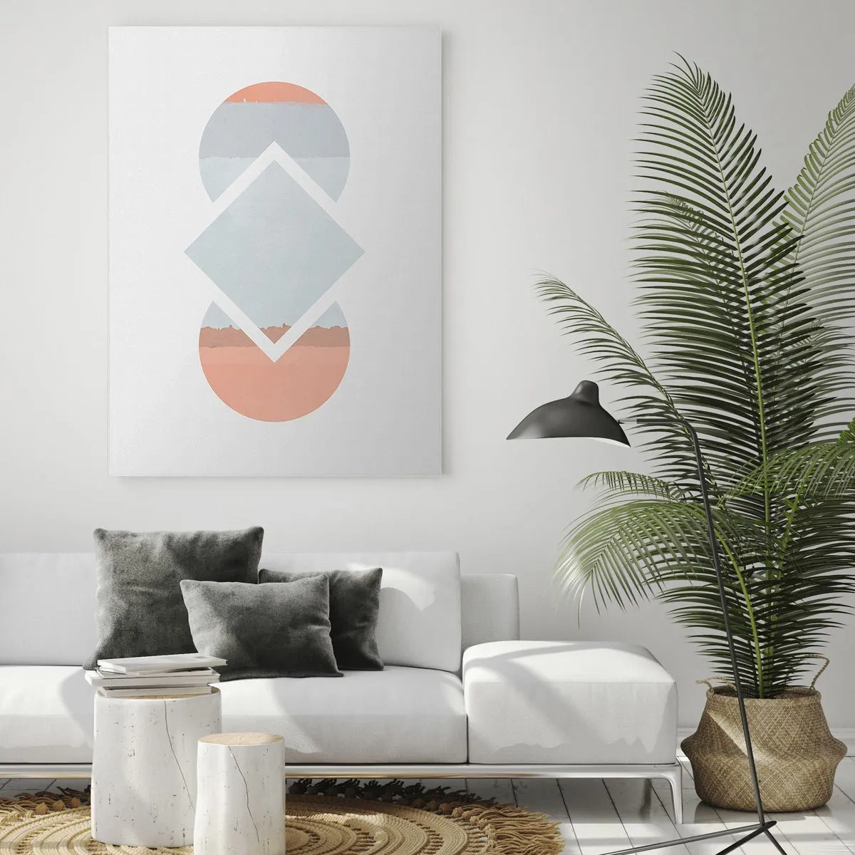 Glasbild - Bild auf glas - Ein minimalistisches Gemälde mit geometrischen Formen - 80x120cm - Die Situation ist klar - Moderne Wanddekoration für Wohnzimmer und Schlafzimmer ARTTOR