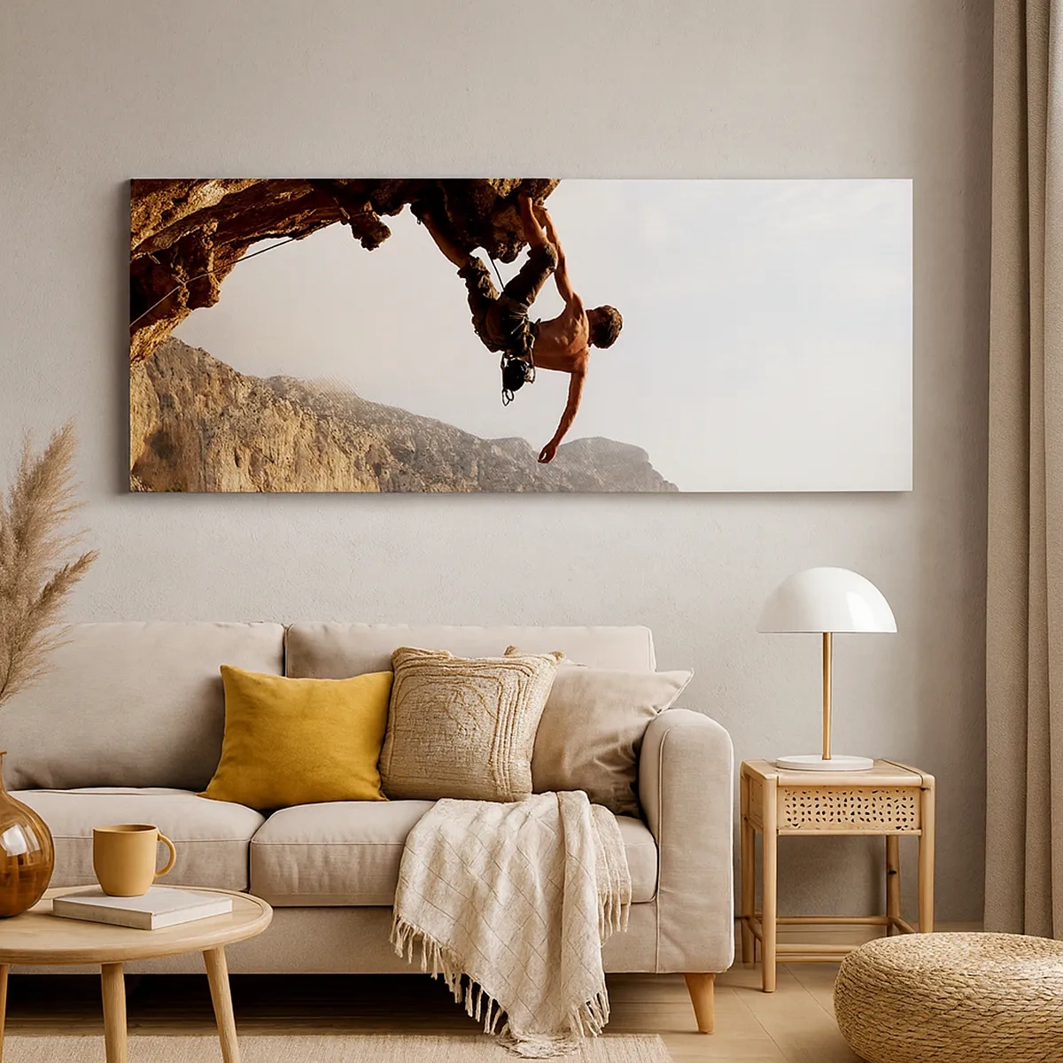 Bild auf Leinwand - Leinwandbild - Die Welt ist in einer Hand auf einem Felsblock geschrumpft - 30x30 cm