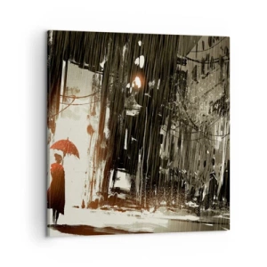 Bild auf Leinwand - Leinwandbild - Die Poesie des roten Regenschirms - 50x50 cm
