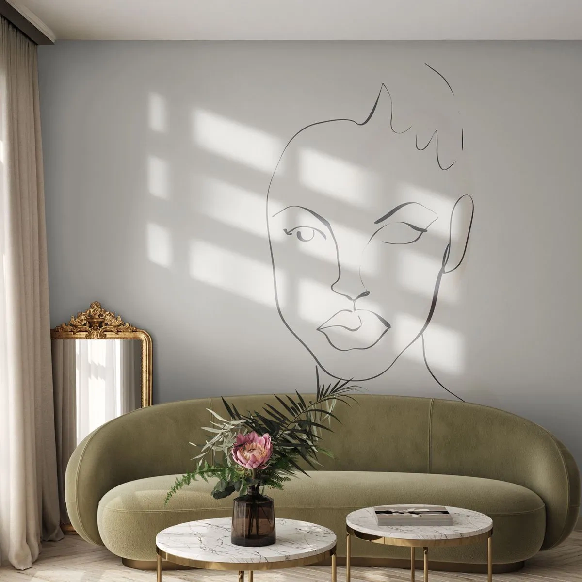 Fototapete Premium Sand - Umriss der Sinnlichkeit - Frau, Grafik, Stück - 250x175 cm