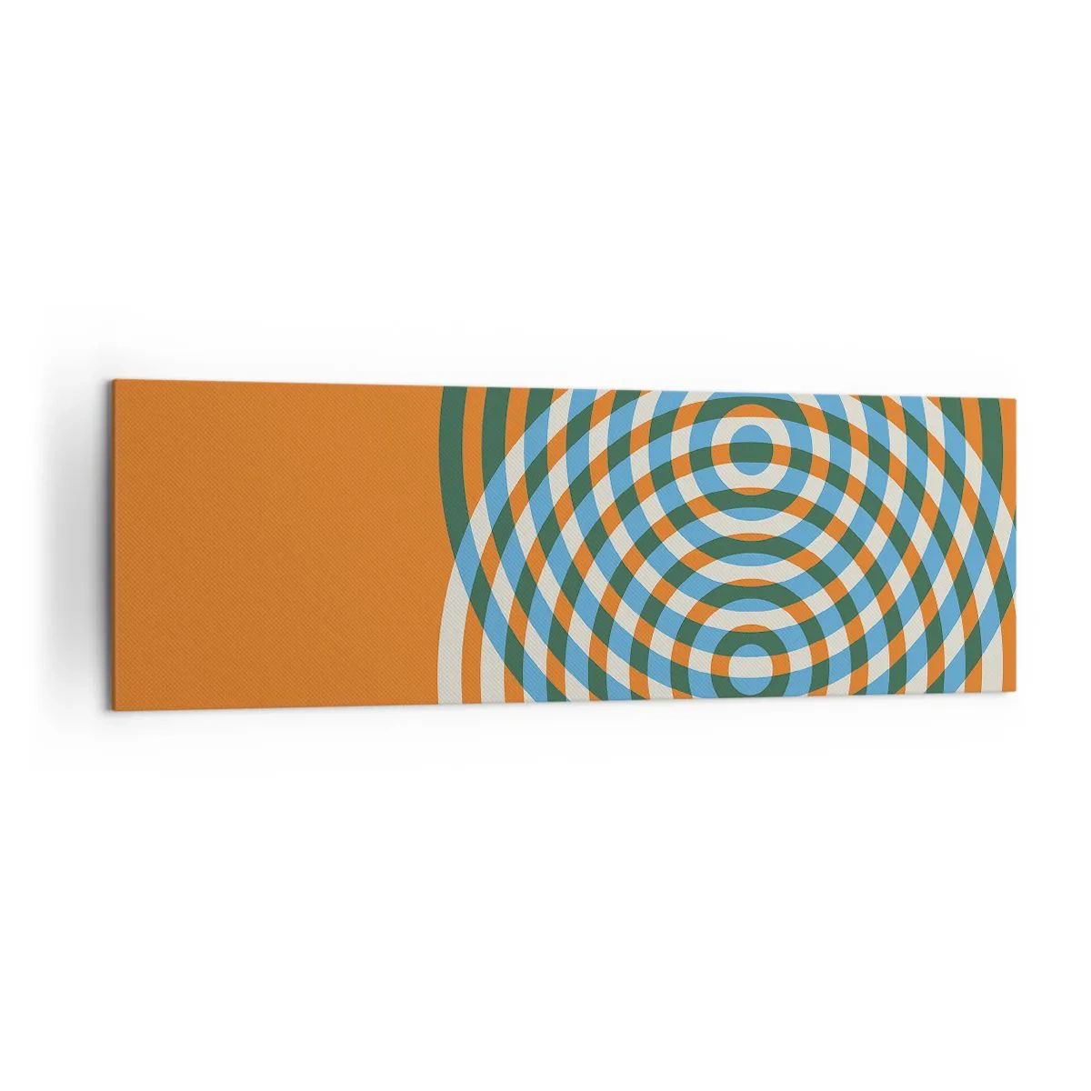 Bild auf Leinwand - Leinwandbild - Konzentrische Kreise auf orangefarbenem Hintergrund - 160x50cm - Abstrakte kreisförmige Variation - Moderne Wanddekoration für Wohnzimmer und Schlafzimmer ARTTOR