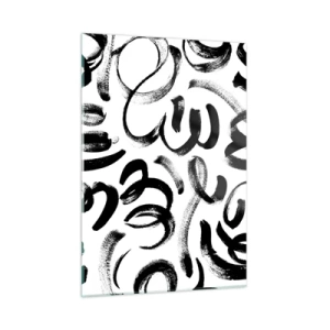 Glasbild - Bild auf glas - Schwarz-weiße abstrakte Pinselstriche - 50x70cm - Schwarz auf Weiß - Moderne Wanddekoration für Wohnzimmer und Schlafzimmer ARTTOR