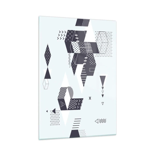 Glasbild - Bild auf glas - Abstrakte geometrische Komposition in Schwarz und Weiß auf hellem Hintergrund - 50x70cm - In der Seele eines Mathematikers - Moderne Wanddekoration für Wohnzimmer und Schlafzimmer ARTTOR