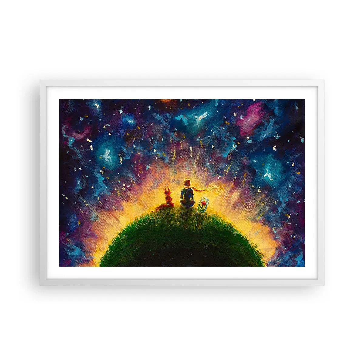 Poster in einem weißen Rahmen - Liebe und Freundschaft - die ganze Welt - 70x50 cm