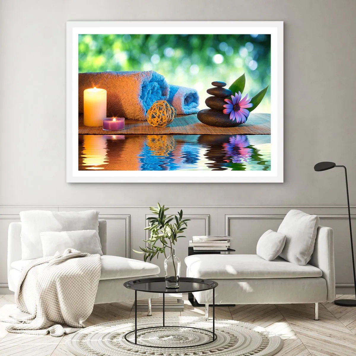 Poster in einem weißen Rahmen - Zeit für den Körper - 100x70 cm