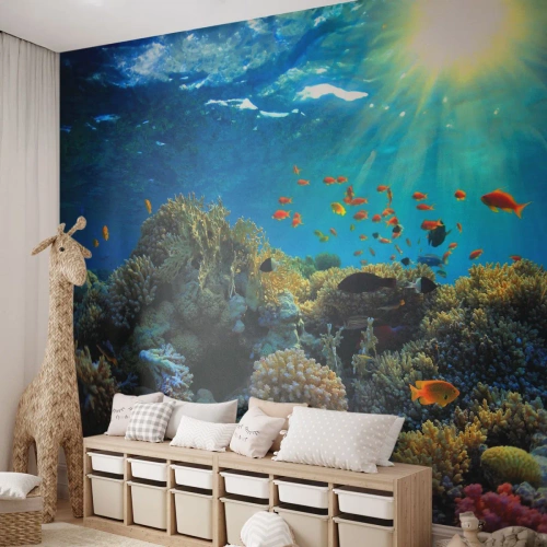 Maßgeschneiderte Fototapete Premium Canvas - Unterwasserschätze - Korallenriff, Ozean, Maritim