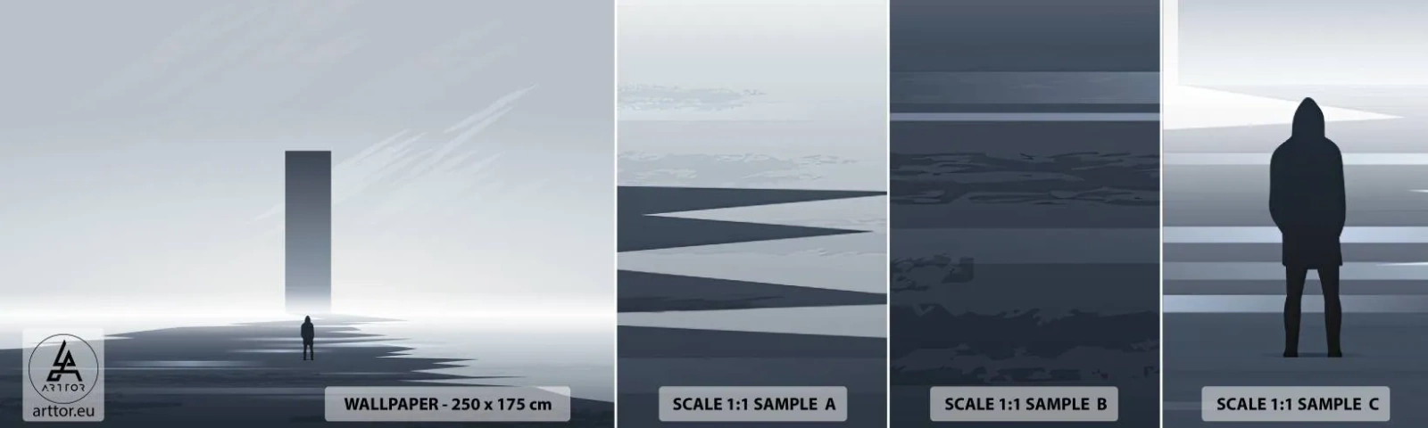 Fototapeten Muster Selbstklebend Deluxe Sticker - Chance oder Bedrohung? - Minimalismus, Modern, Einsamkeit - 100x30 cm