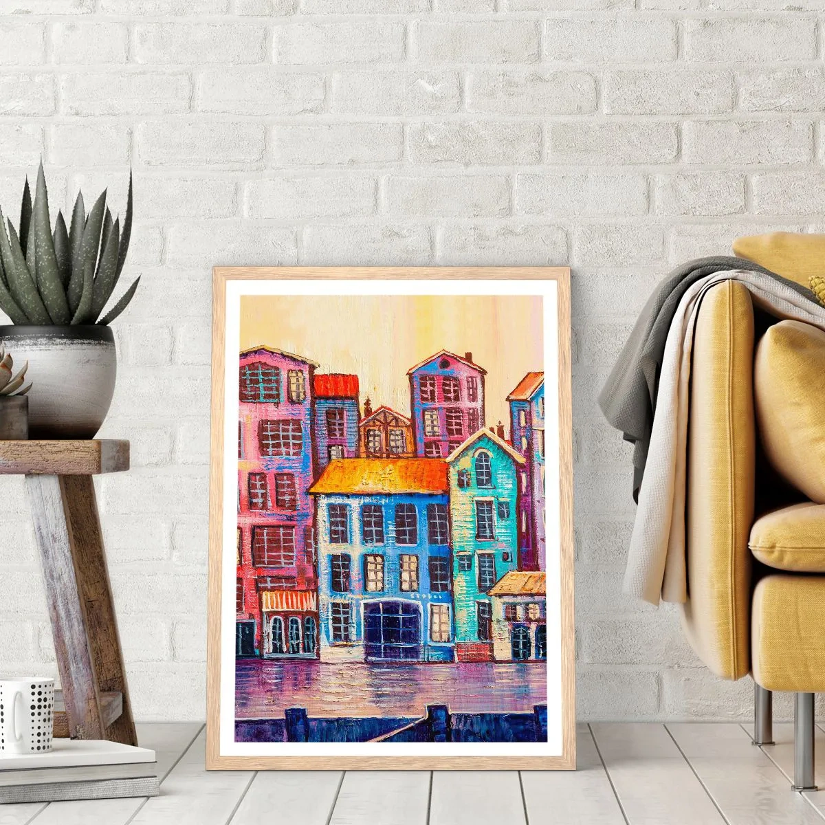 Poster in einem Rahmen aus heller Eiche - Stadt wie aus einem Märchen - 40x50 cm