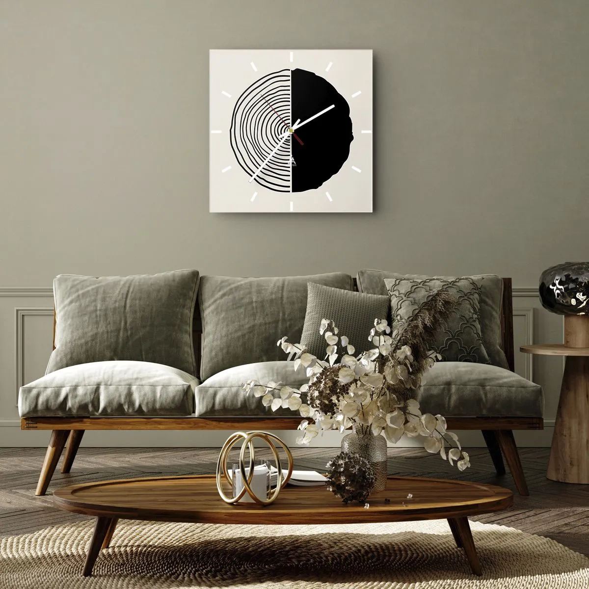 Wanduhr - Glasuhr - Halb und halb - 30x30 cm