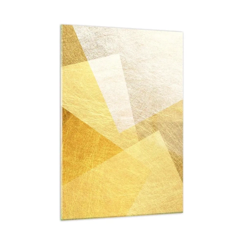 Glasbild - Bild auf glas - Goldene geometrische Formen mit einer metallischen und leichten Textur - 50x70cm - Geometriewetter - Moderne Wanddekoration für Wohnzimmer und Schlafzimmer ARTTOR