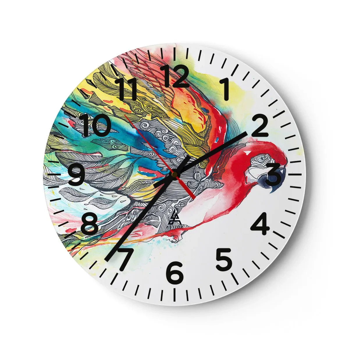 Wanduhr - Glasuhr - Leben Sie bunt - 40x40 cm
