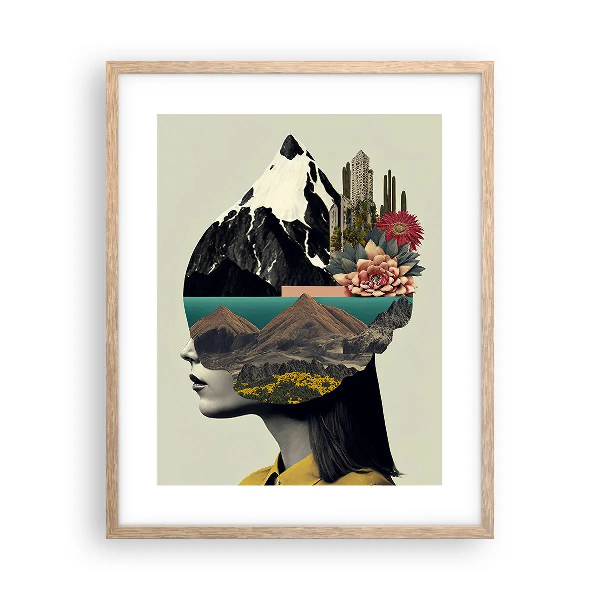 Poster in einem Rahmen aus heller Eiche - Frau – bleibt immer ein Geheimnis - 40x50 cm