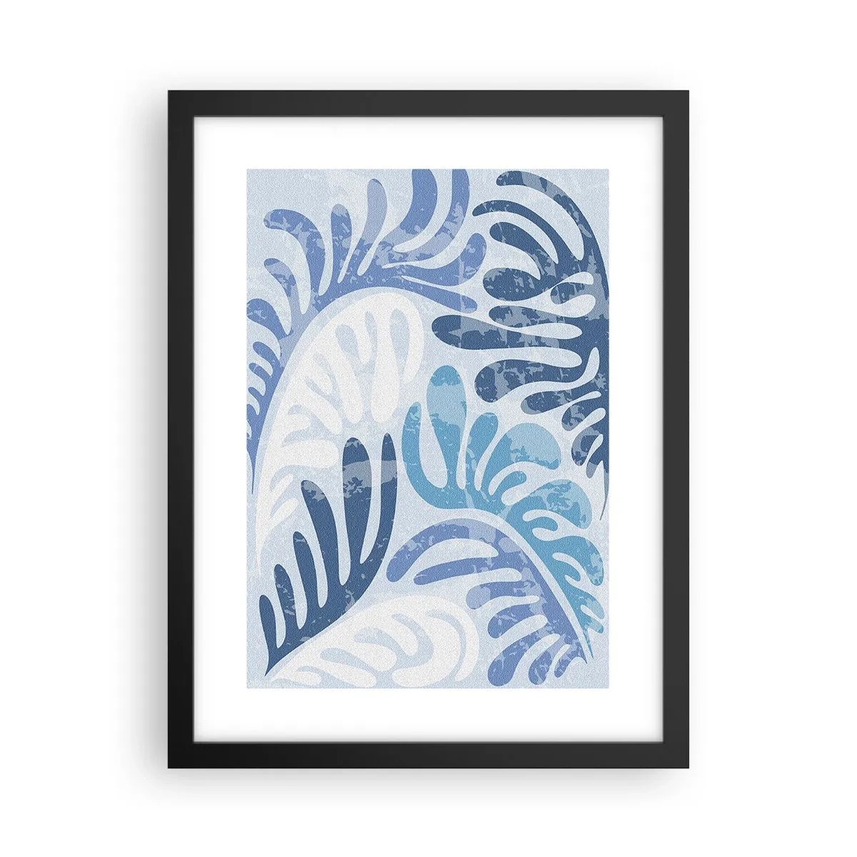 Poster in einem schwarzem Rahmen - Blaue Farne - 30x40 cm