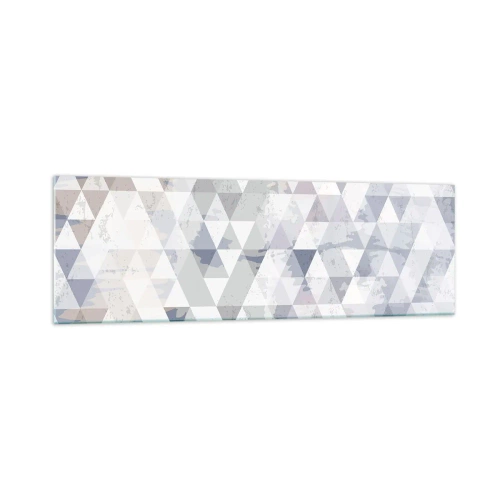 Glasbild - Bild auf glas - Geometrisches Dreiecksmuster in Pastelltönen - 160x50cm - Im Rhythmus auf drei - Moderne Wanddekoration für Wohnzimmer und Schlafzimmer ARTTOR