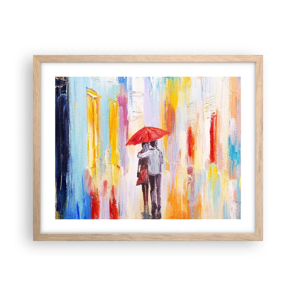 Poster in einem Rahmen aus heller Eiche - Lass es weiter regnen - 50x40 cm