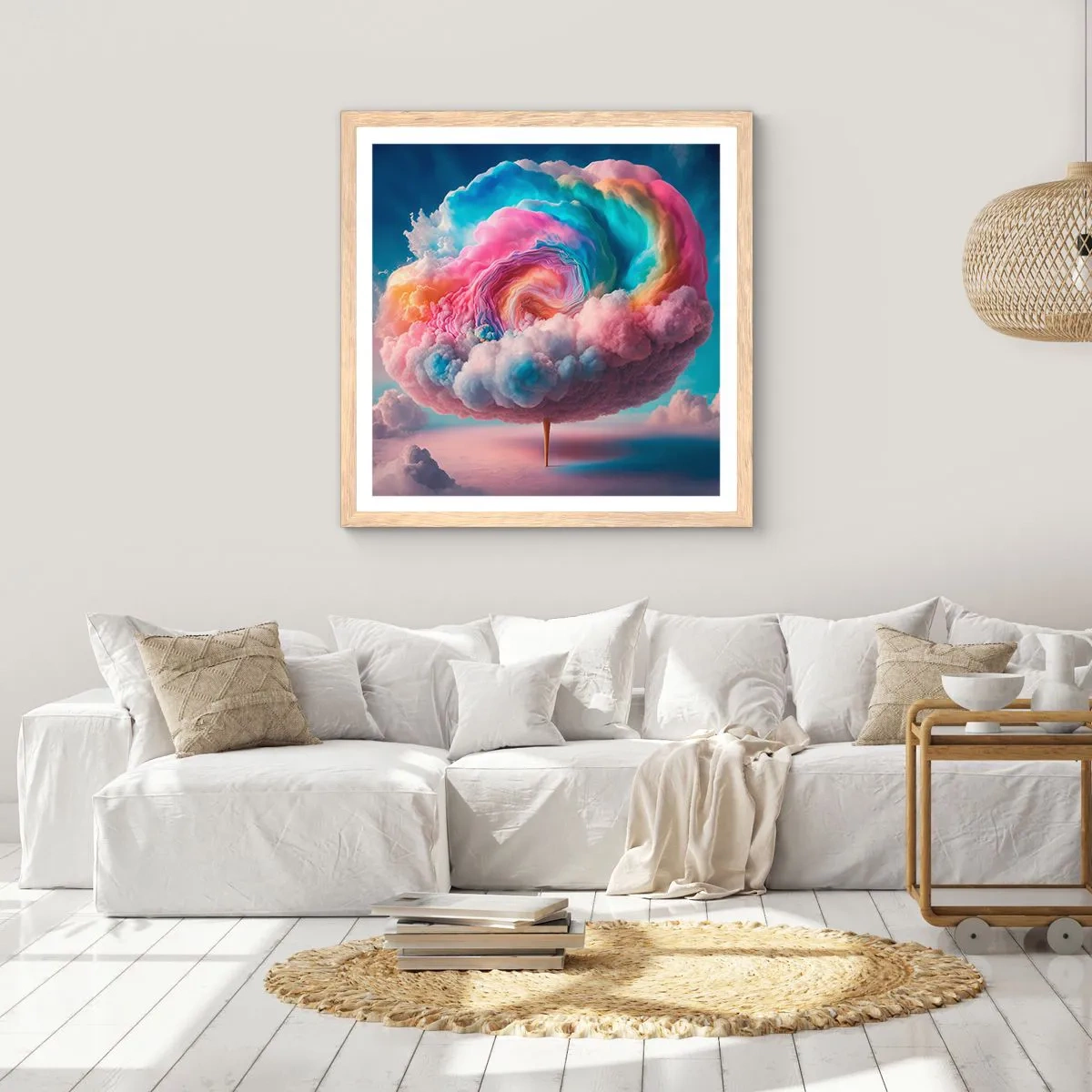 Poster in einem Rahmen aus heller Eiche - Traum von einem Vergnügungspark - 50x50 cm