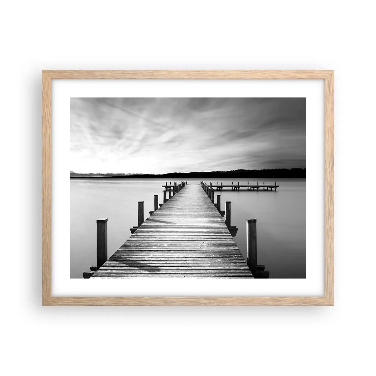 Poster in einem Rahmen aus heller Eiche - An der Wasserstelle - Ruhe - 50x40 cm