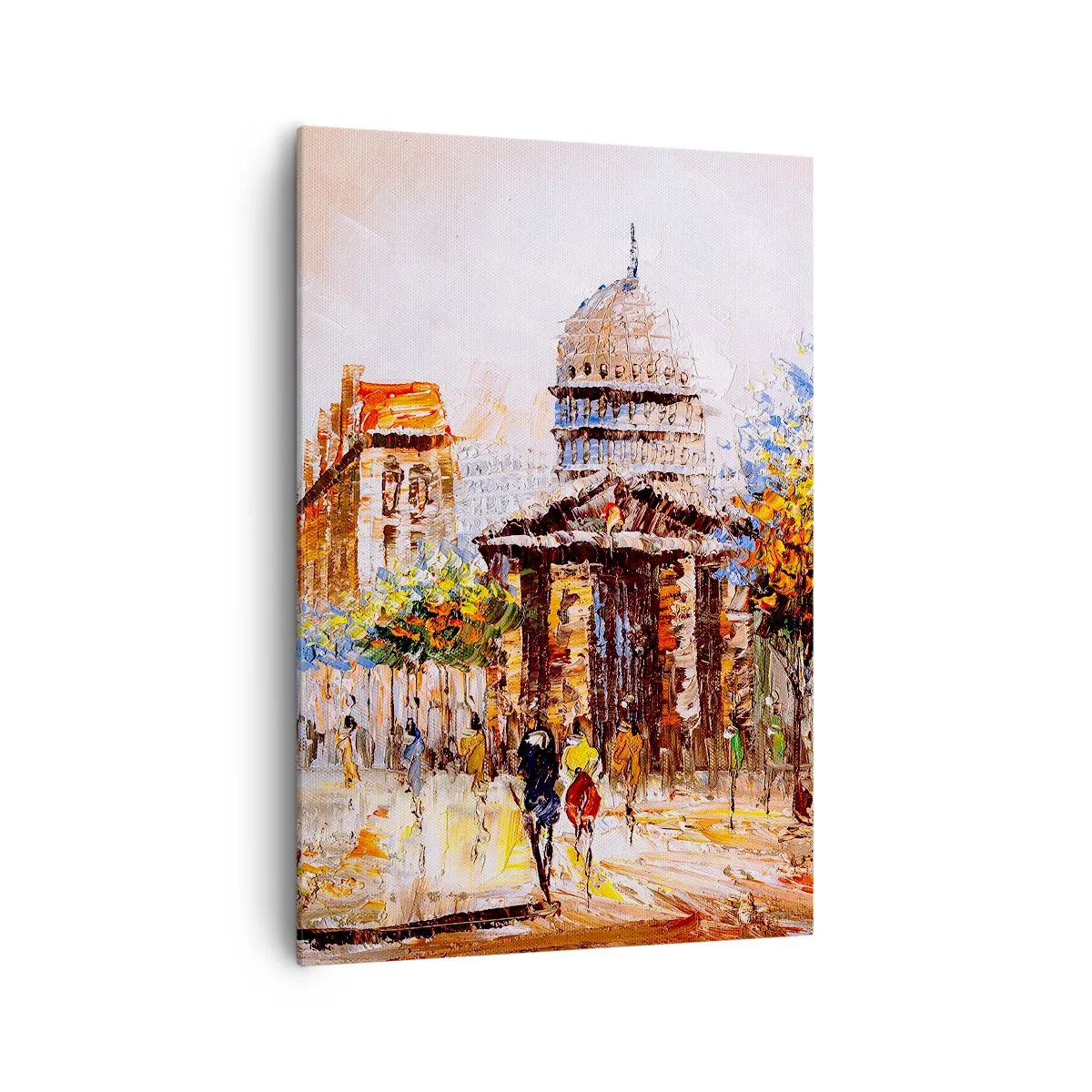 Bild auf Leinwand - Leinwandbild - Impressionistische Stadtszene mit historischem Gebäude - 70x100cm - Pariser Spaziergang - Moderne Wanddekoration für Wohnzimmer und Schlafzimmer ARTTOR