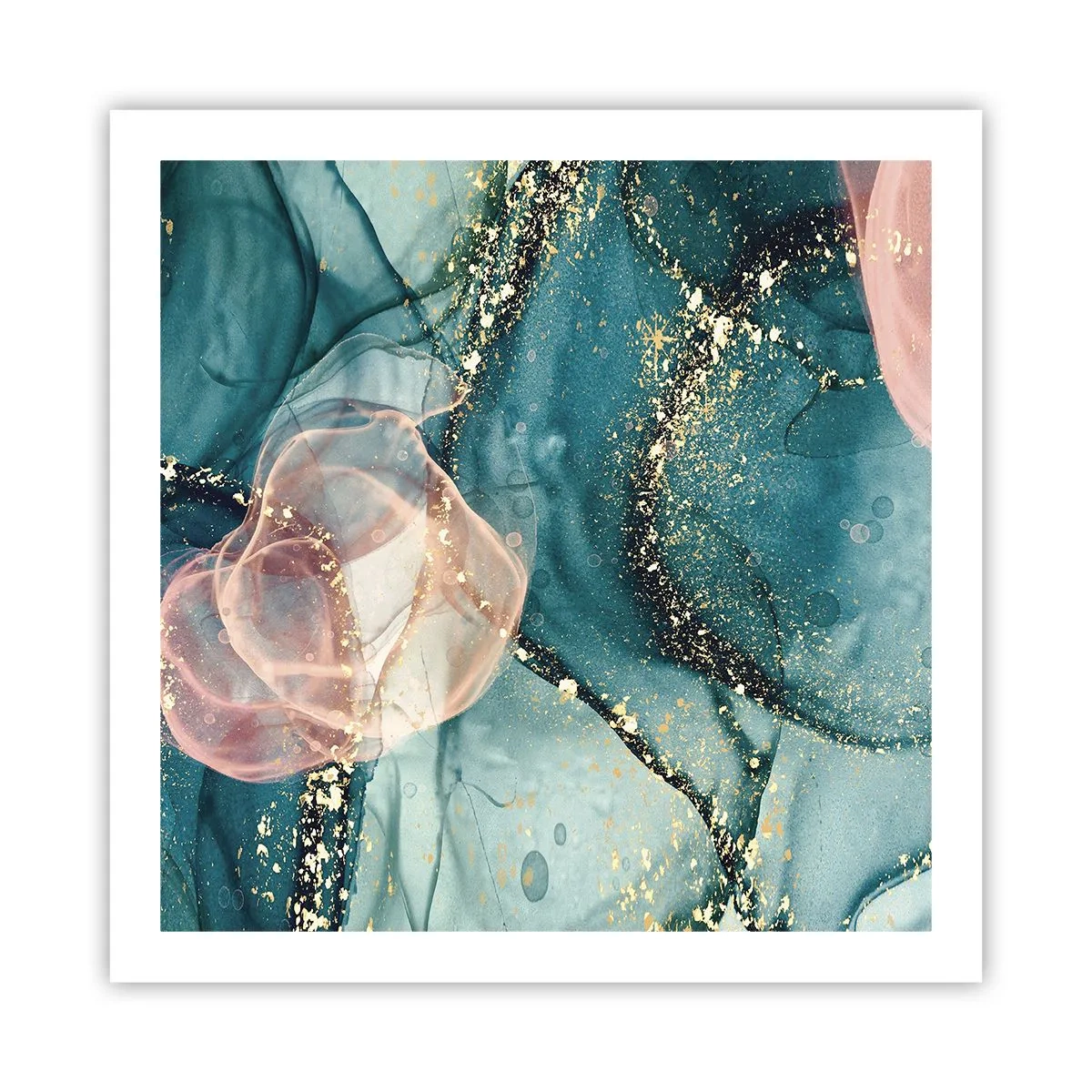 Poster - Seidenblau, Tüllrosa - 60x60 cm