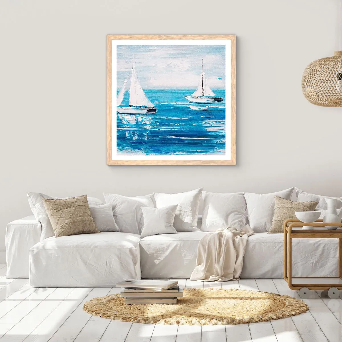 Poster in einem Rahmen aus heller Eiche - Mit Freund an der Seite - 50x50 cm