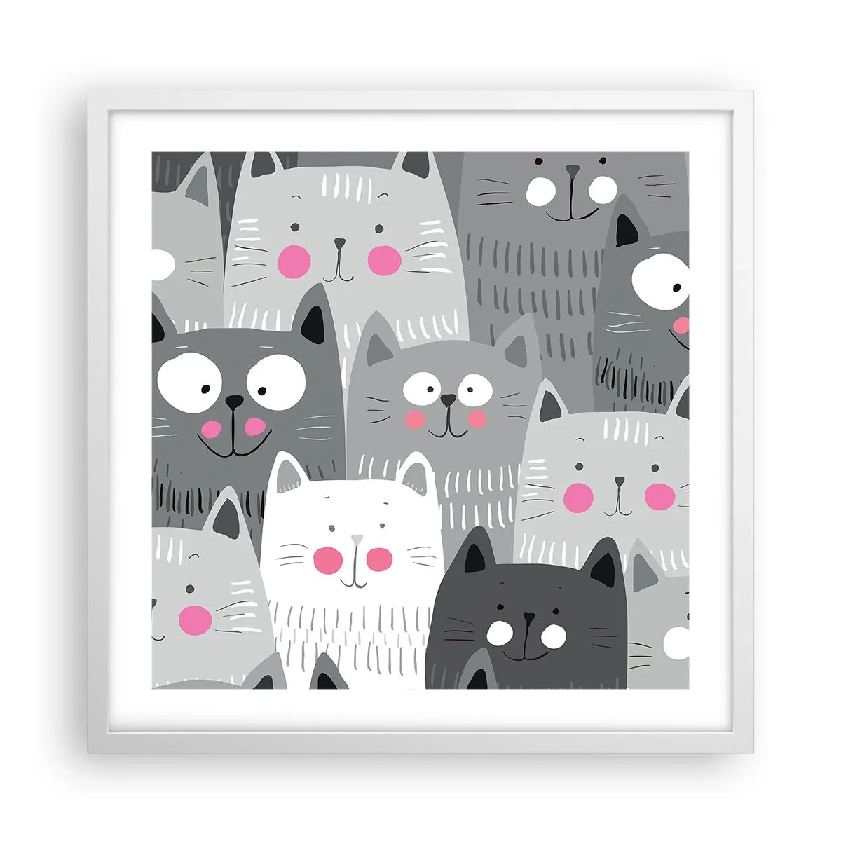 Poster in einem weißen Rahmen - Katzenwelt - 50x50 cm