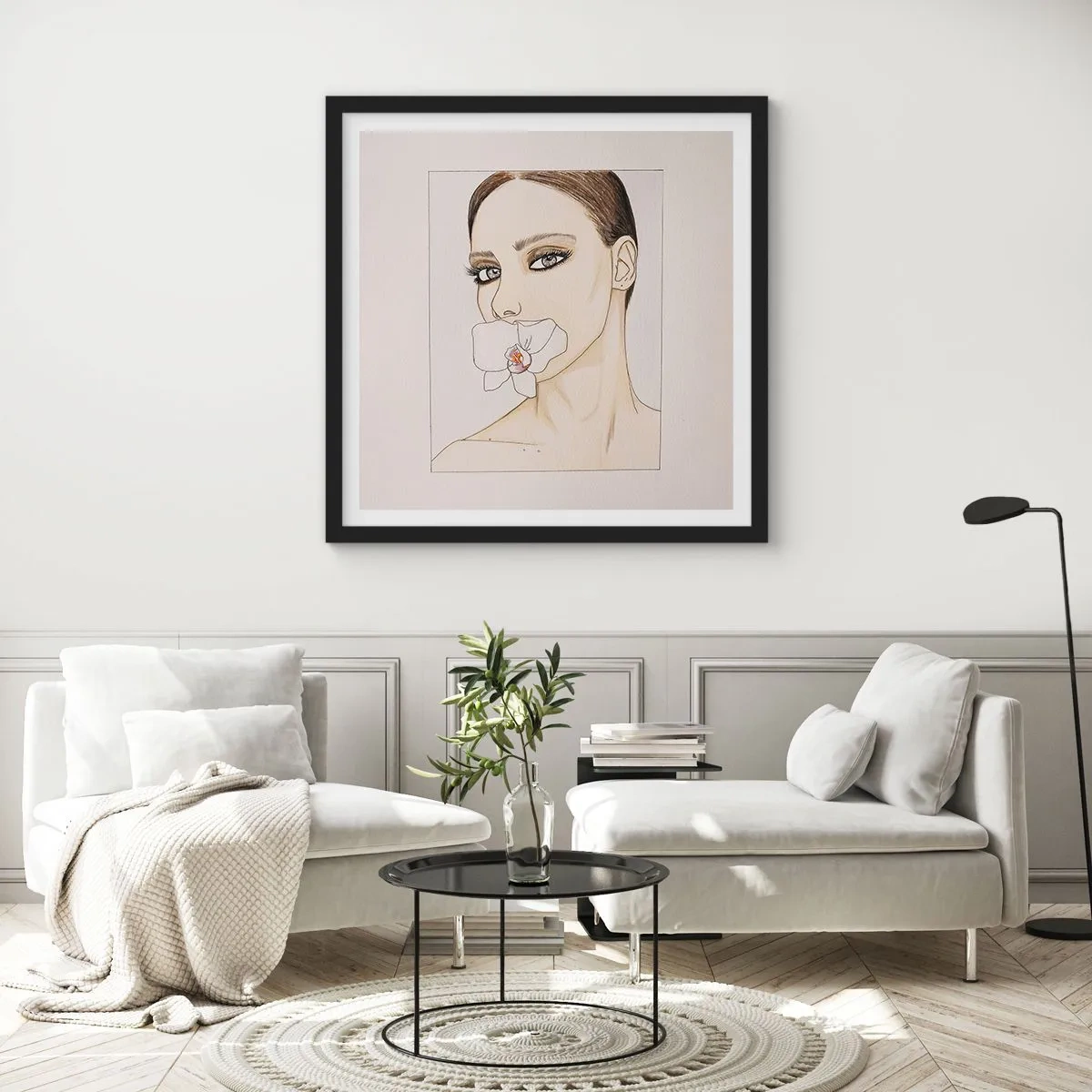 Poster in einem schwarzem Rahmen - Ein Symbol für Eleganz und Schönheit - 60x60 cm