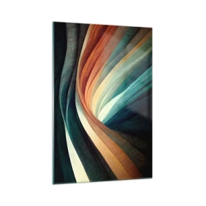 Glasbild - Bild auf glas - Abstrakte Wellen in warmen und kühlen Farbtönen - 70x100cm - Aus Farben gewebt - Moderne Wanddekoration für Wohnzimmer und Schlafzimmer ARTTOR