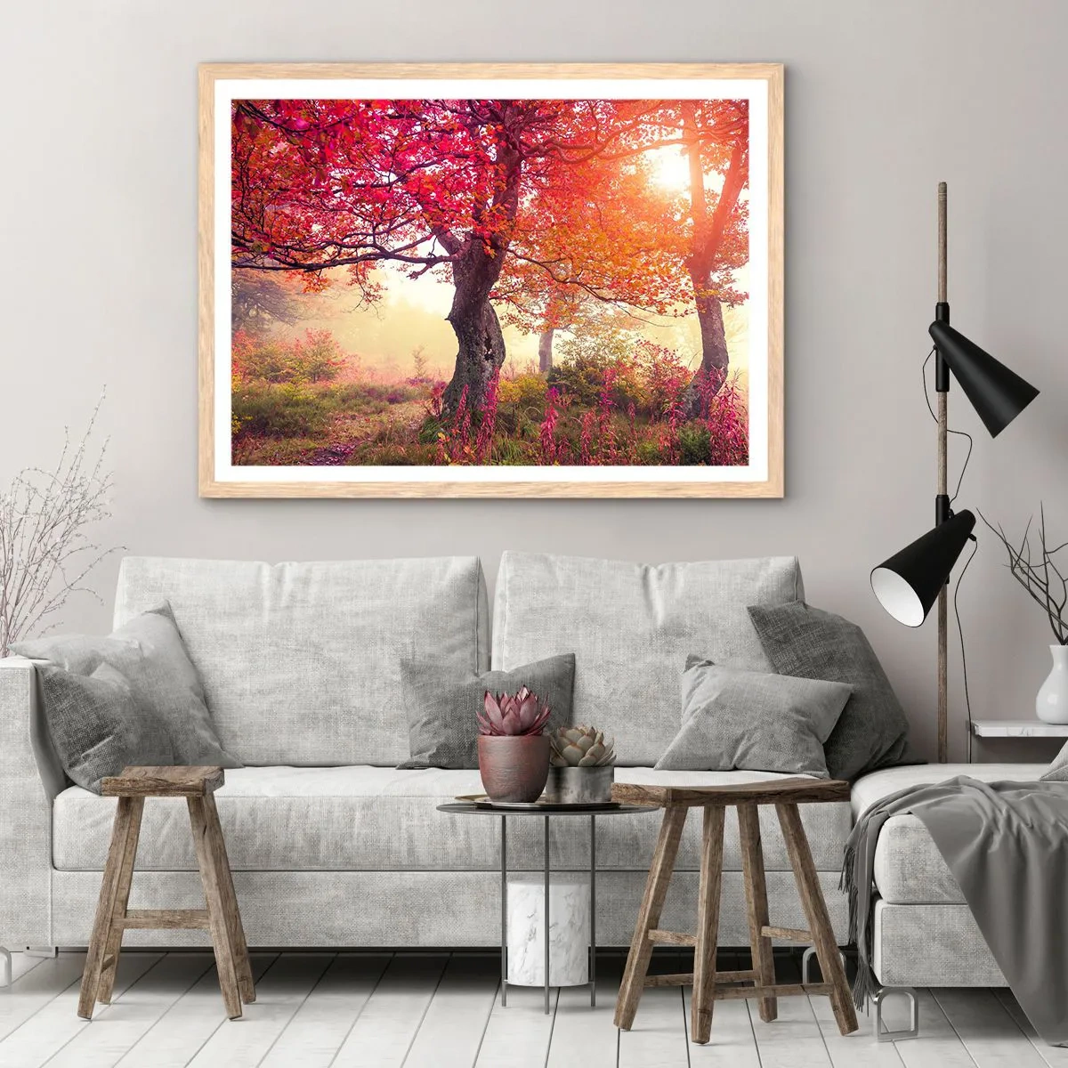 Poster in einem Rahmen aus heller Eiche - Blühende Raserei - 50x40 cm