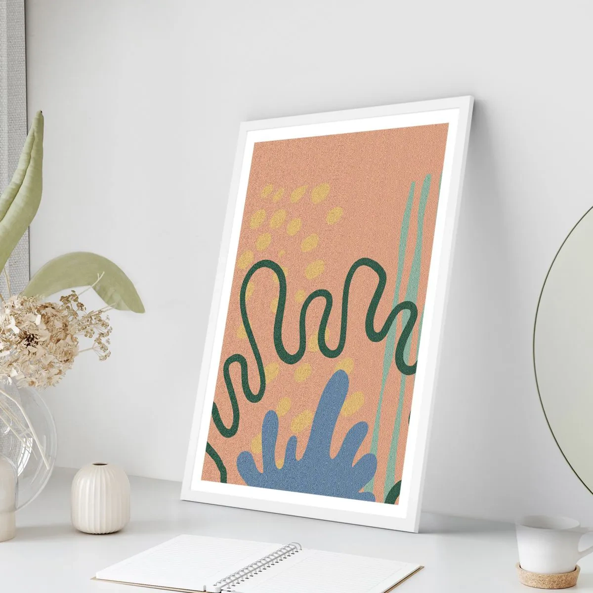 Poster in einem weißen Rahmen - Abstraktion: Vielfalt der Natur - 40x50 cm
