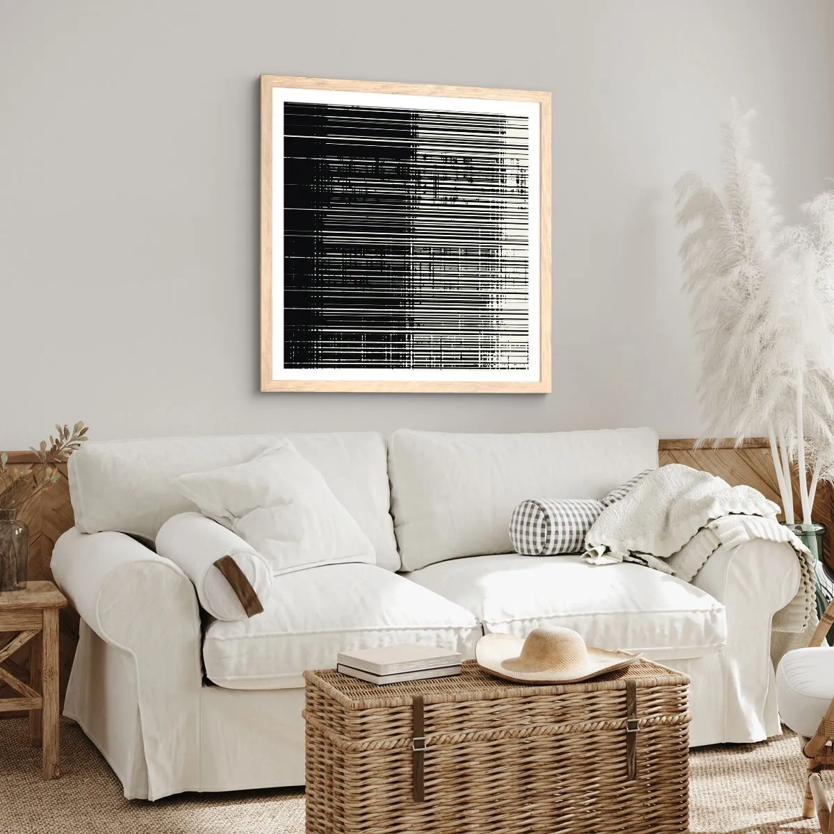 Poster in einem Rahmen aus heller Eiche - Wellen und Vibrationen - 60x60 cm
