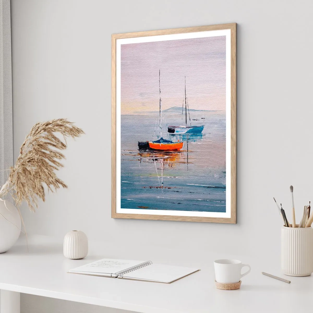 Poster in einem Rahmen aus heller Eiche - Wohlverdiente Ruhe - 30x40 cm