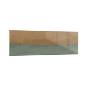 Glasbild - Bild auf glas - Abstrakte Komposition in natürlichen Erdtönen - 160x50cm - Horizontale Komposition - Moderne Wanddekoration für Wohnzimmer und Schlafzimmer ARTTOR