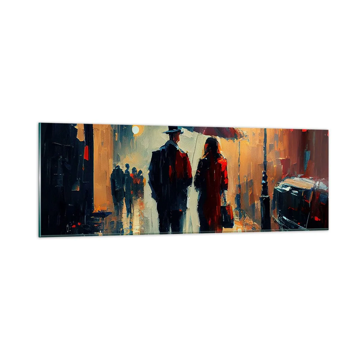 Glasbild - Bild auf glas - Urbane Liebesgeschichte - 90x30 cm
