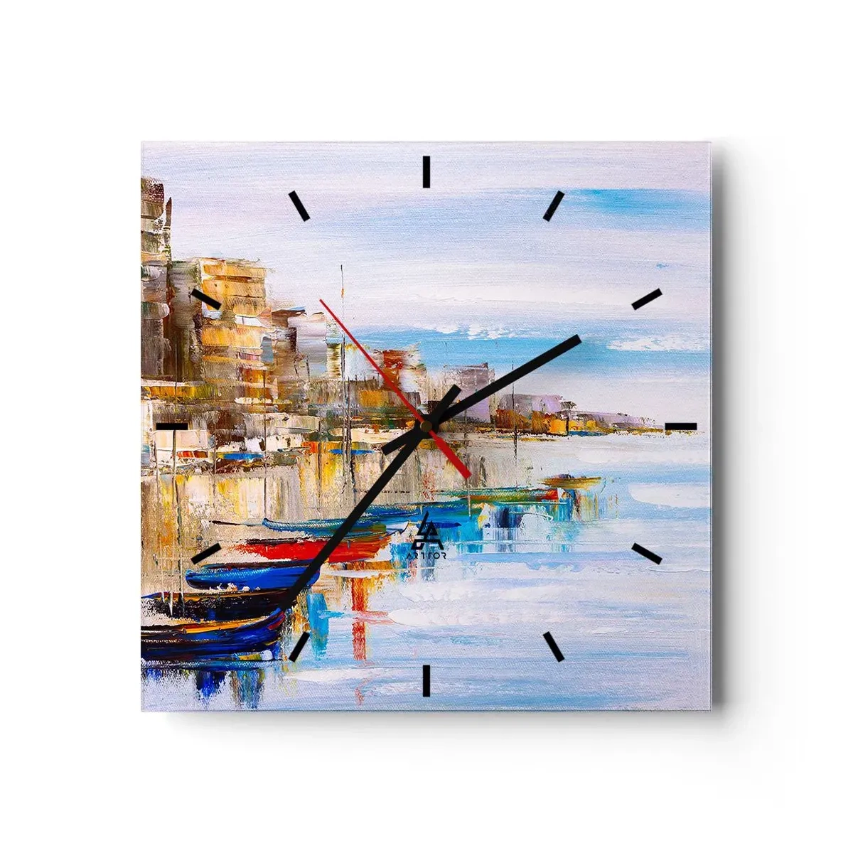 Wanduhr - Glasuhr - Bunte urbane Oase - 40x40 cm