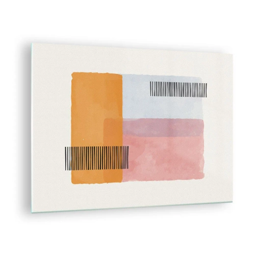 Glasbild - Bild auf glas - Abstrakte Rechtecke mit Linien im minimalistischen Stil - 70x50cm - Von Ecke zu Ecke - Moderne Wanddekoration für Wohnzimmer und Schlafzimmer ARTTOR