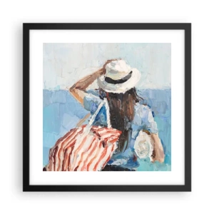Poster in einem schwarzem Rahmen - Willkommen in den Sommerferien - 40x40 cm