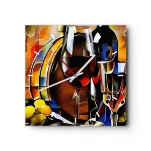 Wanduhr - Glasuhr - Abstraktes Stillleben mit Gläsern und Instrumenten - 30x30cm - Und die Welt nimmt Farben an - Moderne Wanddekoration für Wohnzimmer und Schlafzimmer ARTTOR