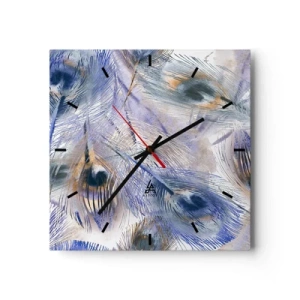 Wanduhr - Glasuhr - Pfau-Komposition - 40x40 cm