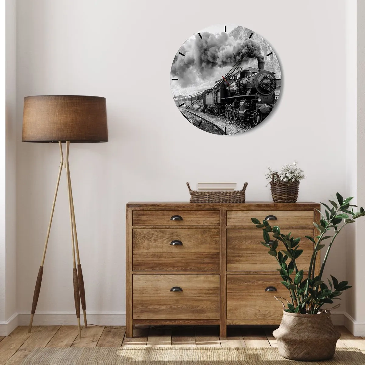 Wanduhr - Glasuhr - Steht am Bahnhof ... - 40x40 cm