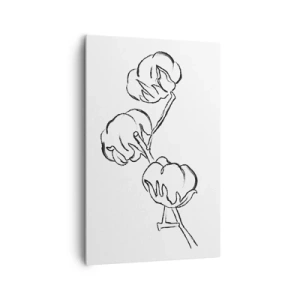 Bild auf Leinwand - Leinwandbild - Ein zarter Umriss eines Baumwollzweigs auf weißem Hintergrund - 80x120cm - Baumwolldaunen - Moderne Wanddekoration für Wohnzimmer und Schlafzimmer ARTTOR