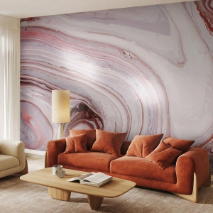 Fototapete Standard Eco - Abstrakter Marmor in Rosa- und Weißtönen - 100x70cm - Geradeaus, dann rechts runter - Moderne Wanddekoration für Wohnzimmer und Schlafzimmer ARTTOR